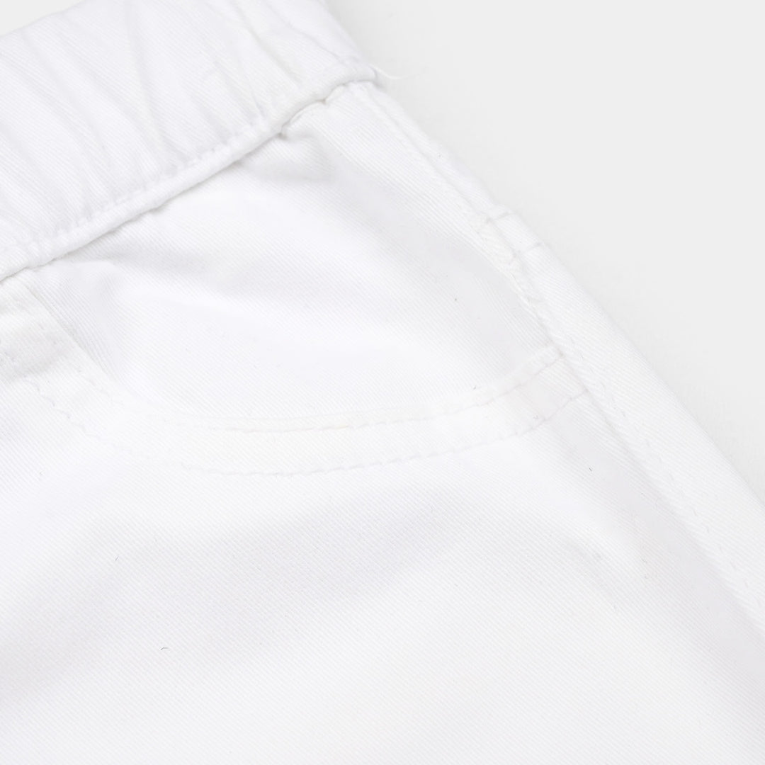 Girls Cotton Twill Basic Jeggings - White