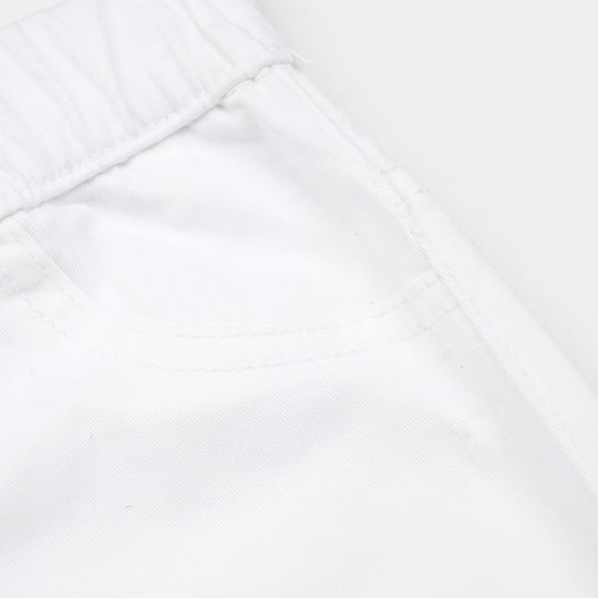 Girls Cotton Twill Basic Jeggings - White
