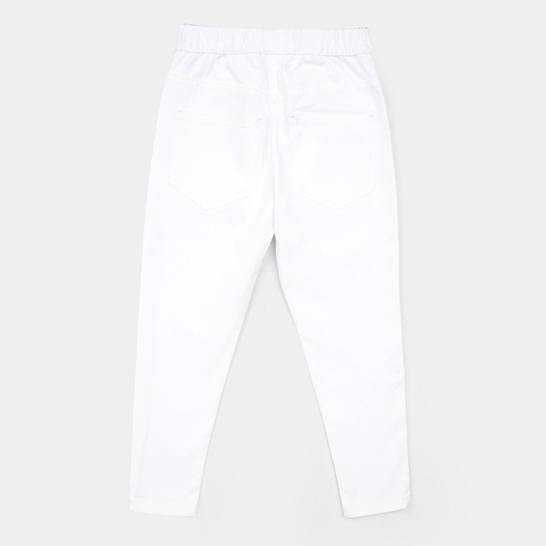 Girls Cotton Twill Basic Jeggings - White