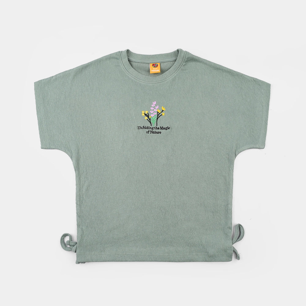 Girls Poly Crinkle T-Shirt (Magic of Nature) – Green