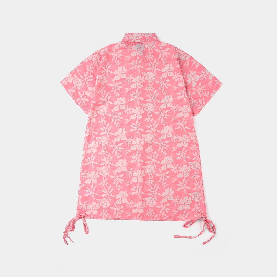 Teens Girls Poly Lawn Casual Top (Mellow) – Pink