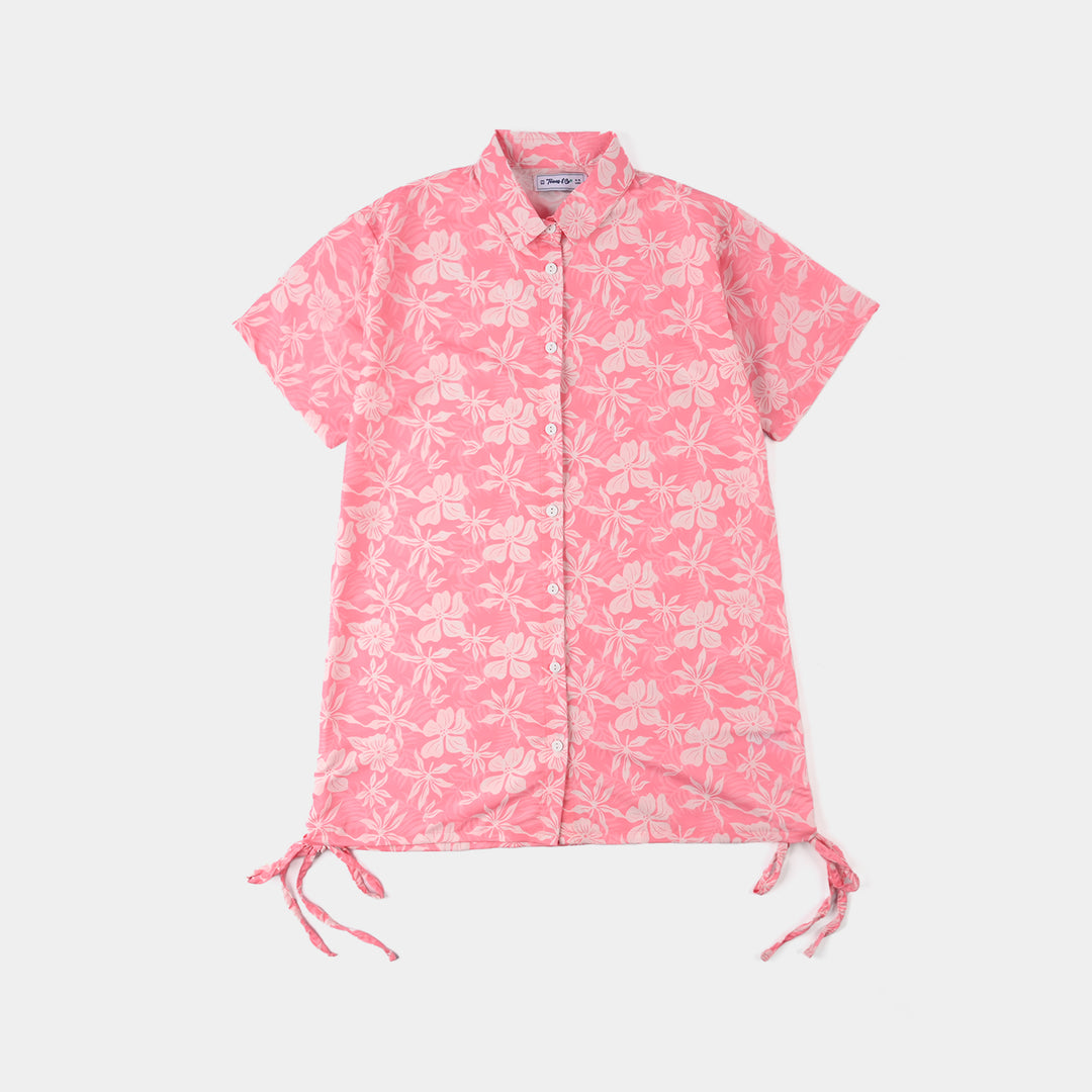 Teens Girls Poly Lawn Casual Top (Mellow) – Pink