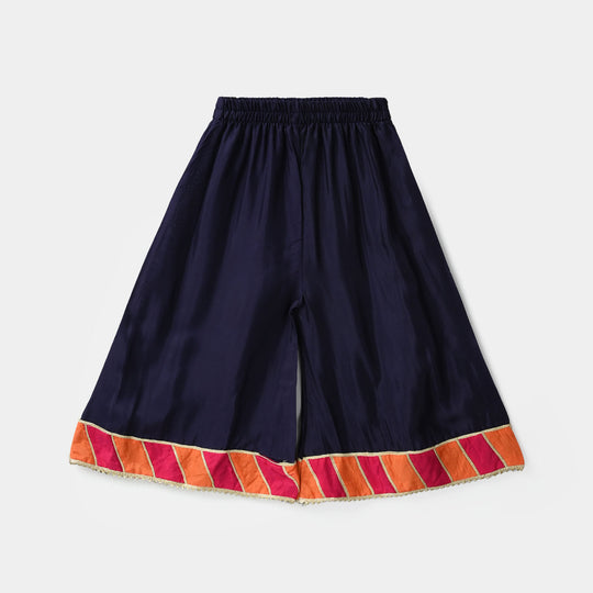 Infant Girls Raw Silk 2Pcs - Navy Blue
