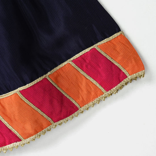 Infant Girls Raw Silk 2Pcs - Navy Blue