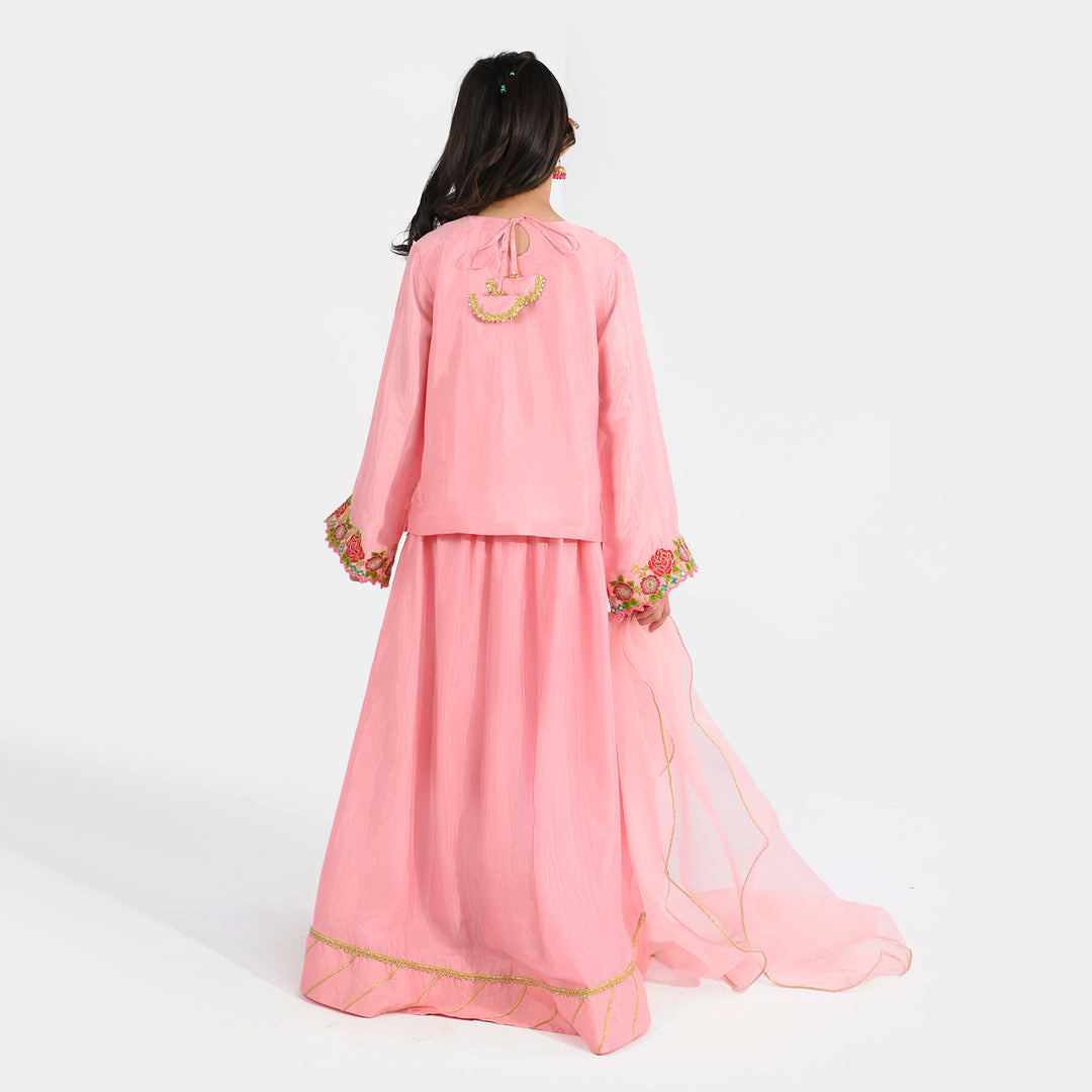Girls Raw Silk 3-Piece Suit (Rose Gul) - Paradise Pink