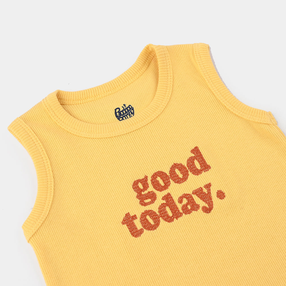 Infant Boys 2x1 Rib Sando (Good Today) - Yellow
