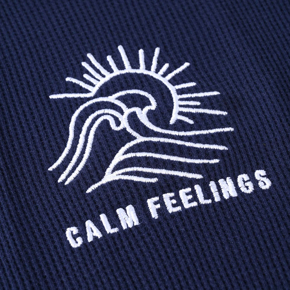 Boys Thermal Sando Calm Feelings - Navy Blue