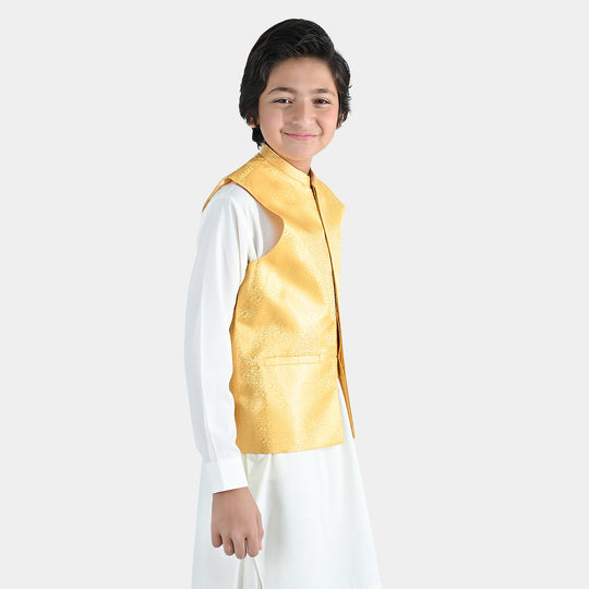 Boys Poly Viscose Waistcoat (Essential)-Yellow
