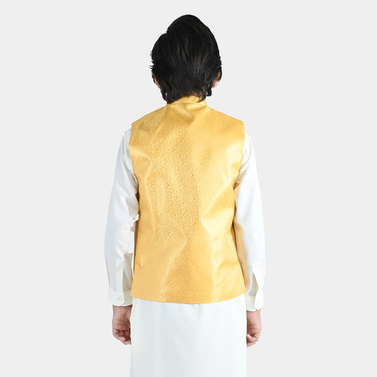 Boys Poly Viscose Waistcoat (Essential)-Yellow