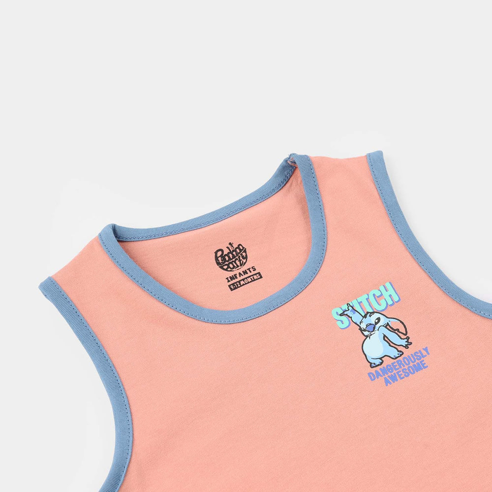 Infant Boys Jersey/Terry Sando (Stitch) - Peach
