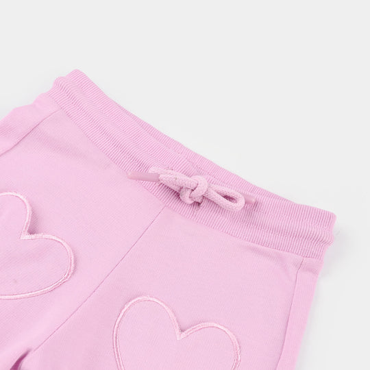Girls Cotton Shorts (Heart Pocket) - Pink