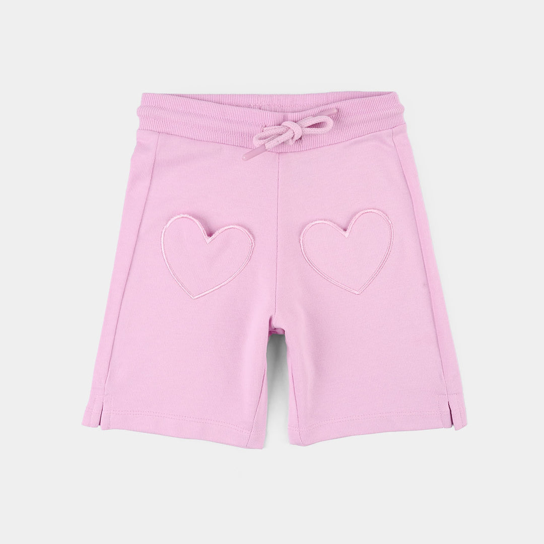 Infant Girls Cotton Shorts (Heart Pocket) - Pink