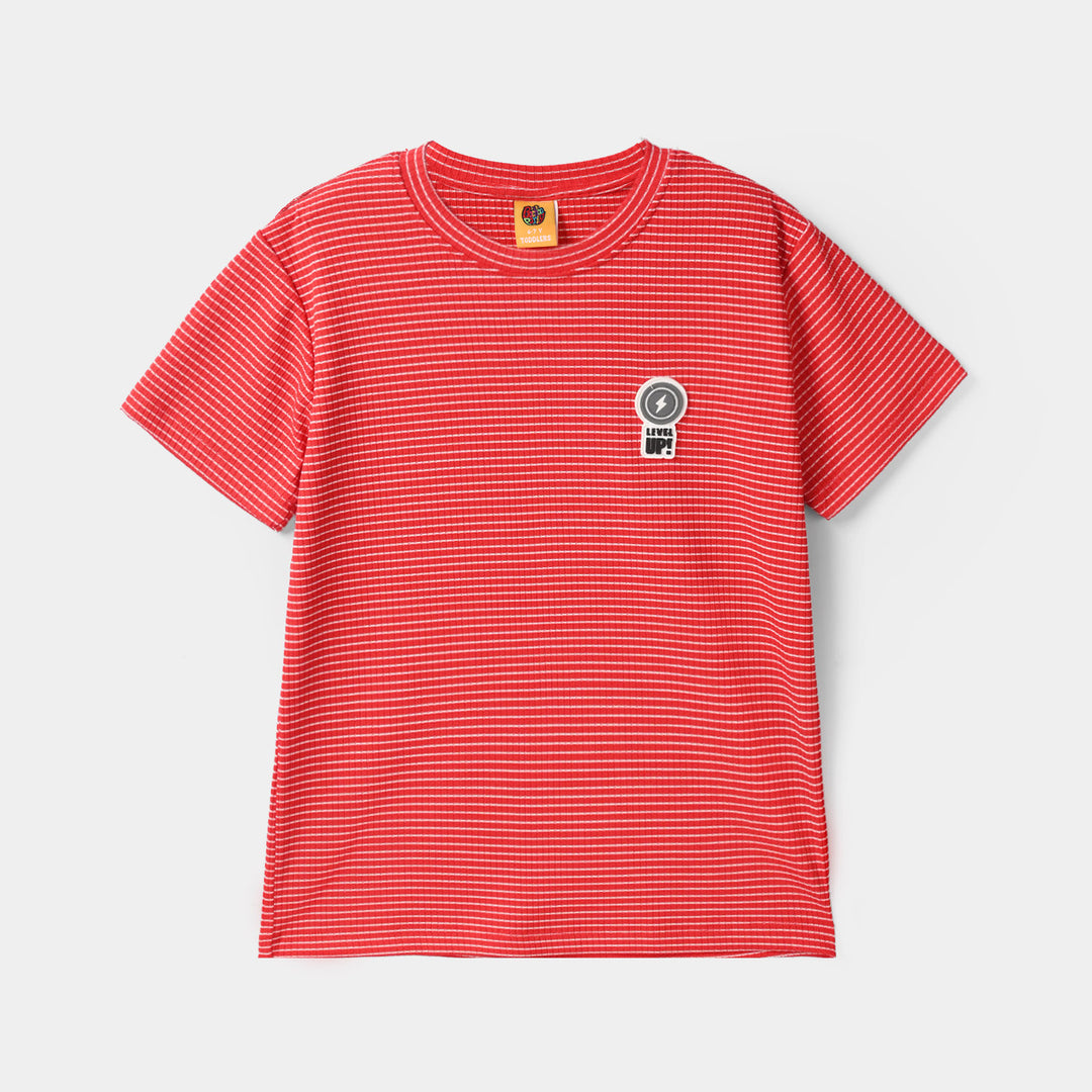 Boys Rib T-Shirt Level Up - Red