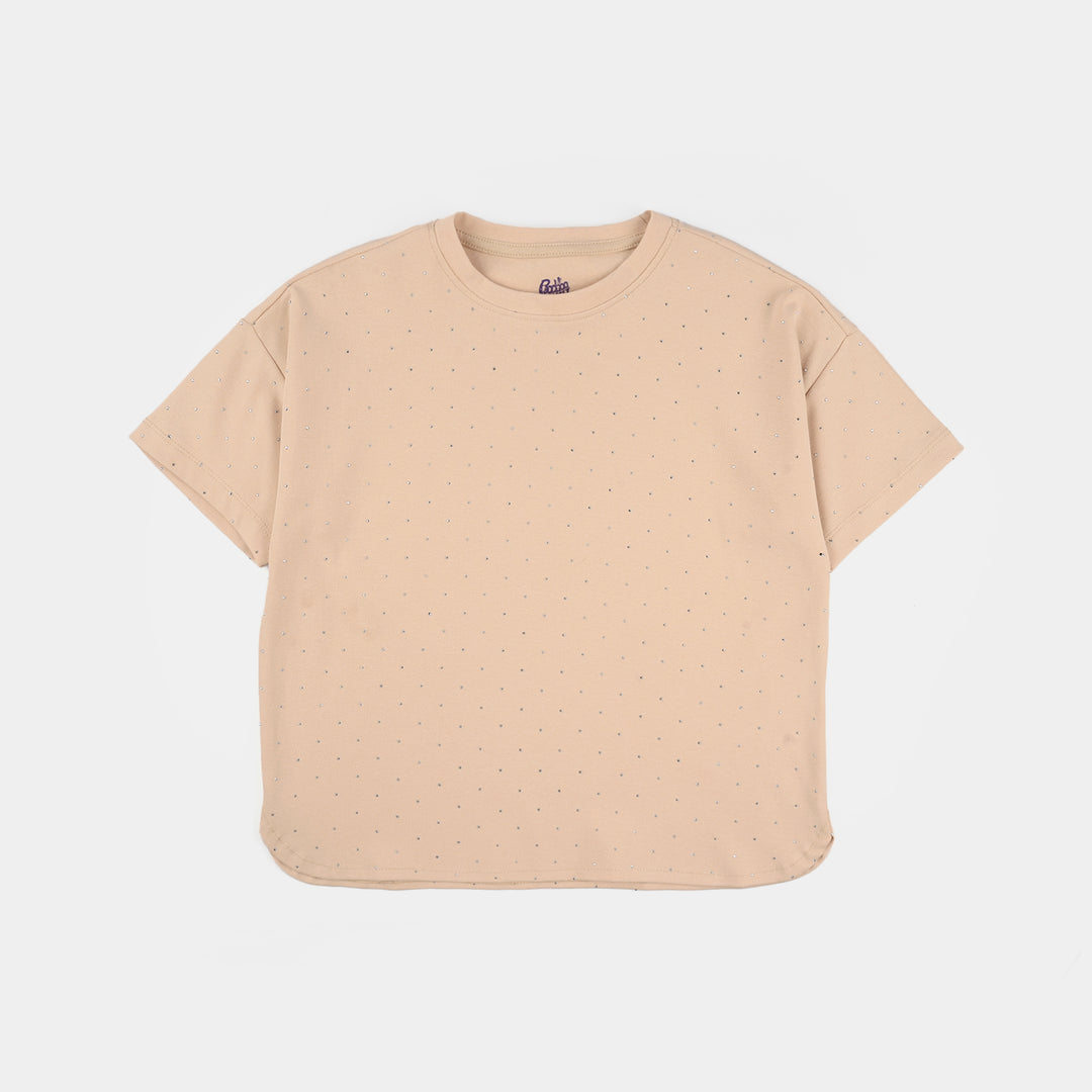 Girls Jersey/Terry T-Shirt - Brown