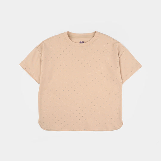 Girls Jersey/Terry T-Shirt - Brown
