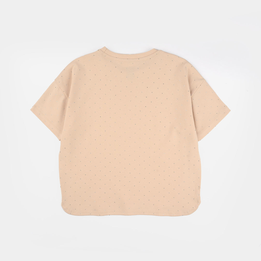 Girls Jersey/Terry T-Shirt - Brown