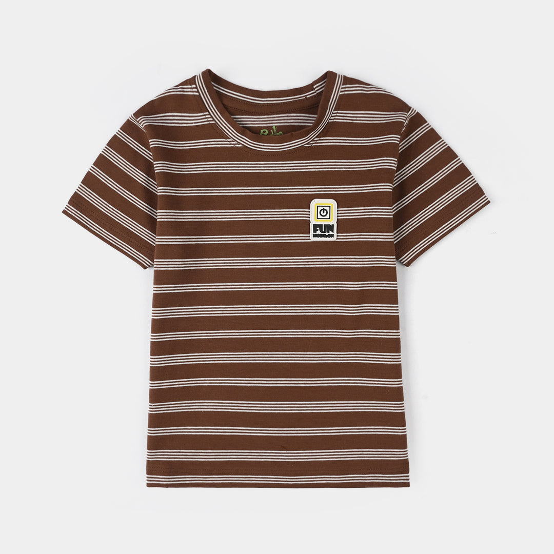 Infant Boys Yarn Dyed Suit Bear - Brown