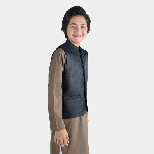 Boys Poly Viscose Waist Coat - Black