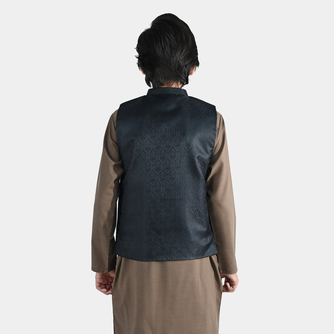 Boys Poly Viscose Waist Coat - Black