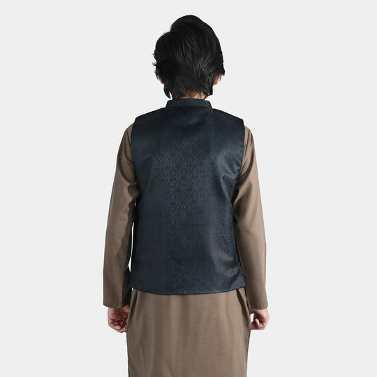 Boys Poly Viscose Waist Coat - Black