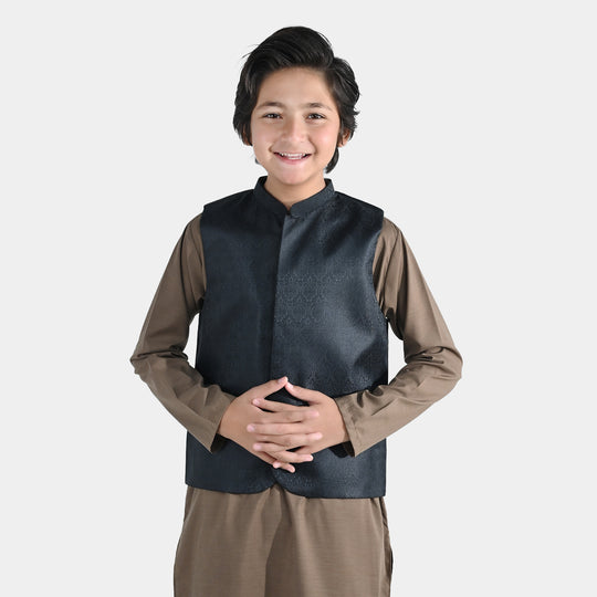 Boys Poly Viscose Waist Coat - Black