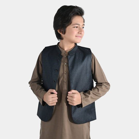 Boys Poly Viscose Waist Coat - Black