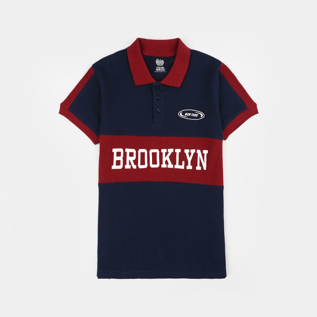 Boys Thermal Polo (Brooklyn) - Navy Blue