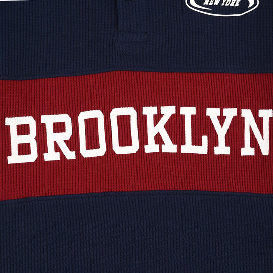 Teens Boys Thermal Polo (Brooklyn) - Navy Blue
