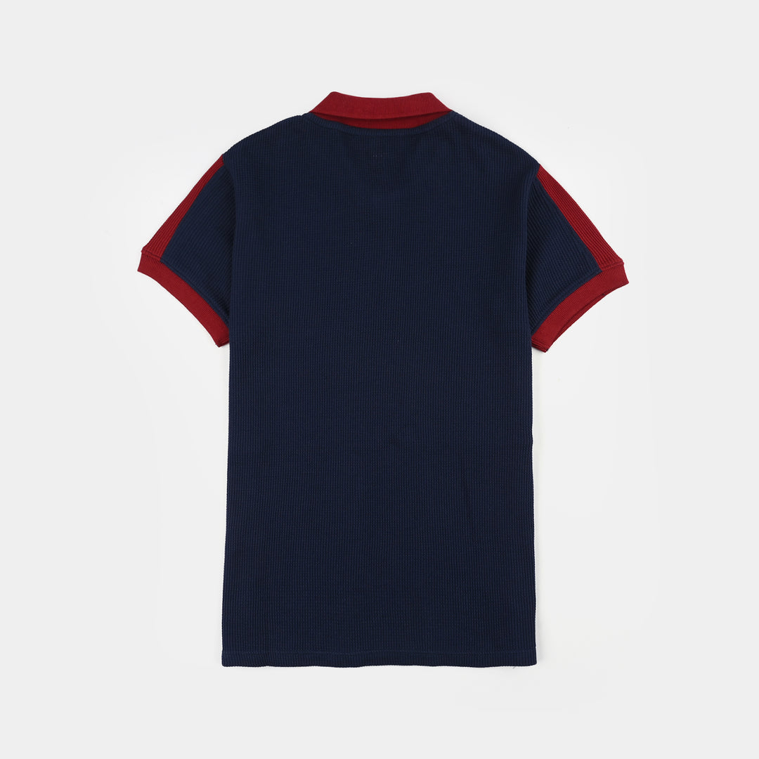 Teens Boys Thermal Polo (Brooklyn) - Navy Blue