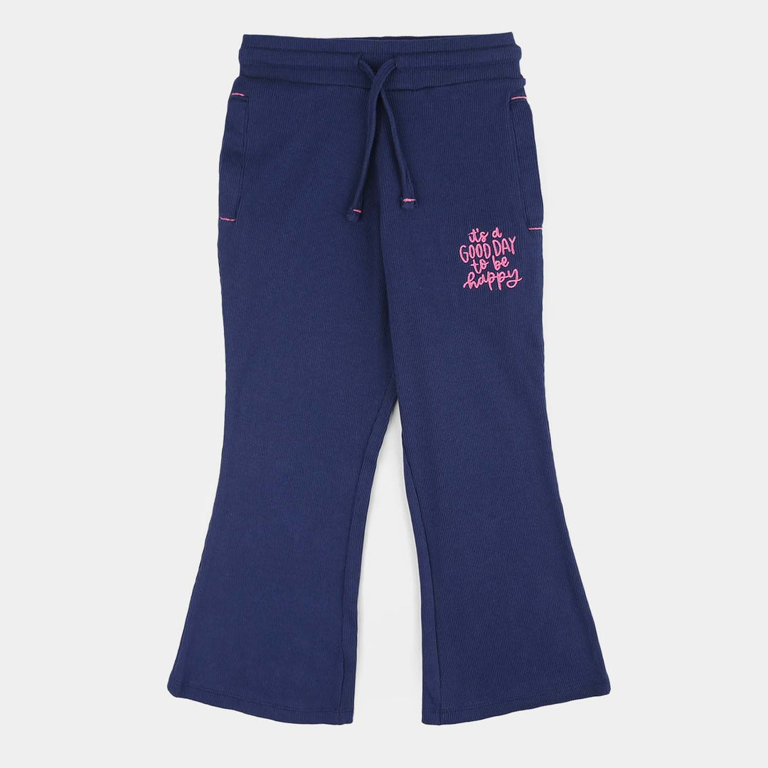 Girls 2x1 Rib Pajama (It's A Good Day) - Navy Blue