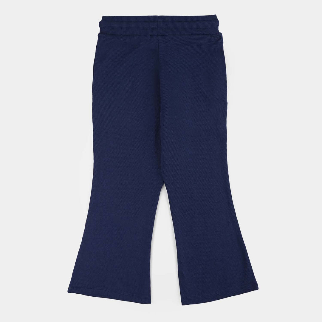 Girls 2x1 Rib Pajama (It's A Good Day) - Navy Blue