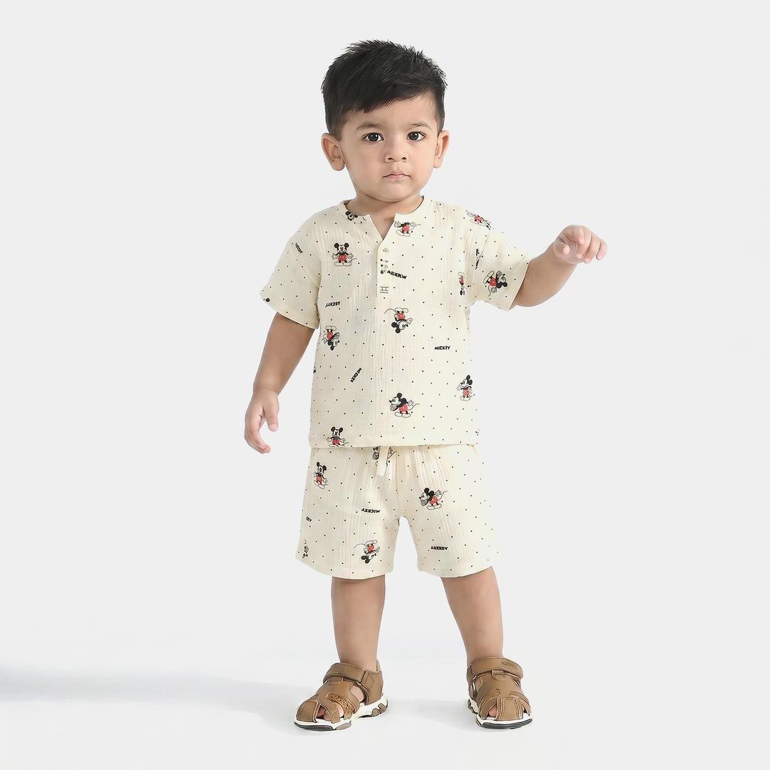 Infant Boys Gauze Woven Suit (Character) - Off-White