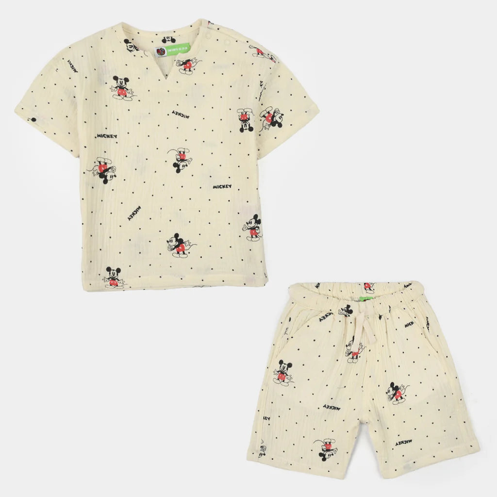 Infant Boys Gauze Woven Suit (Character) - Off-White