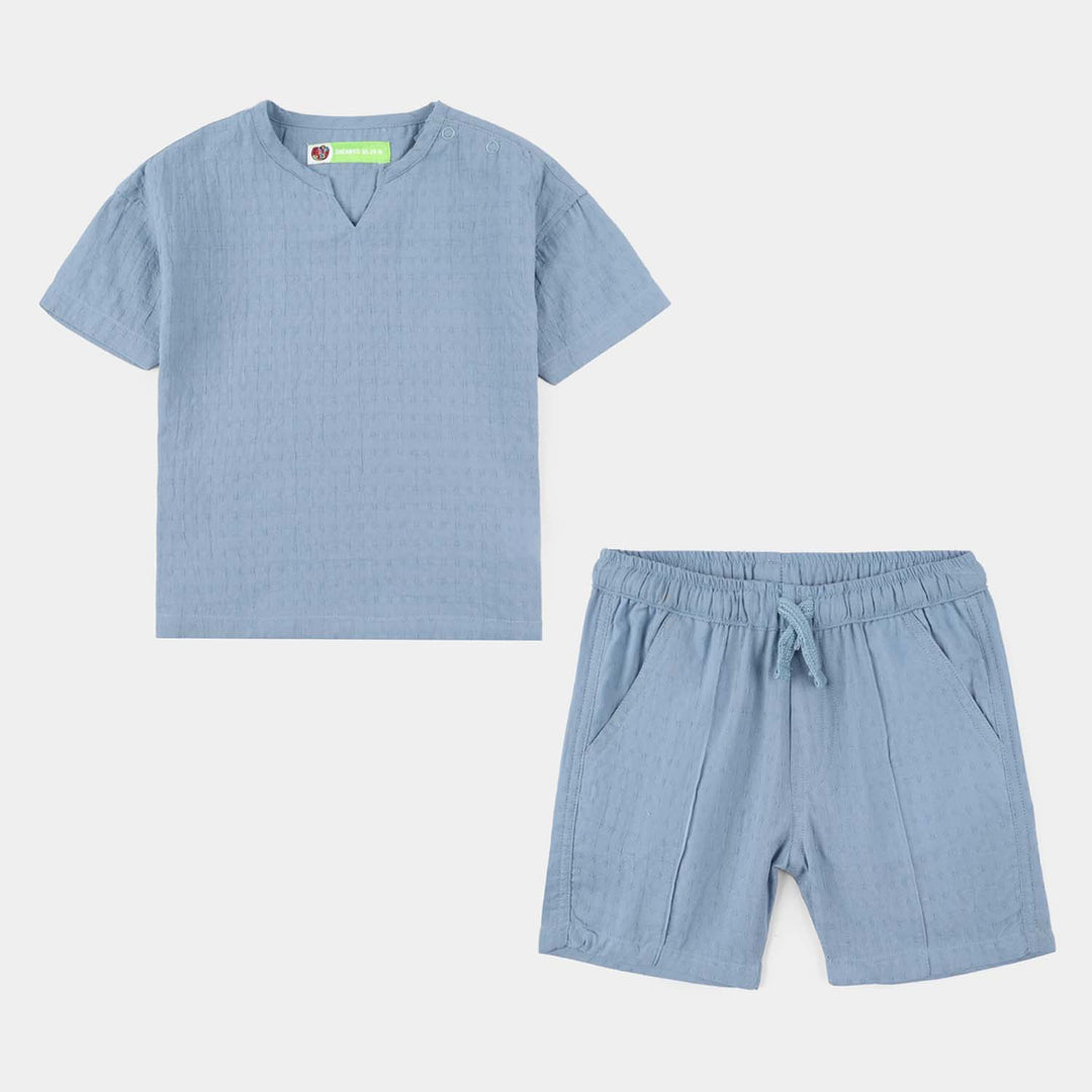 Infant Boys Jacquard Woven Suit - Blue