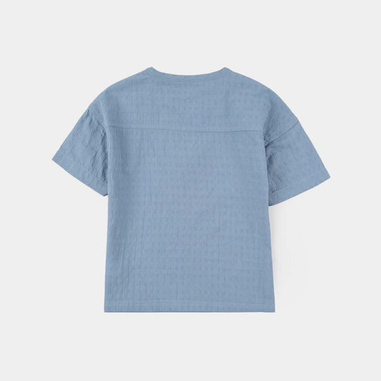 Infant Boys Jacquard Woven Suit - Blue