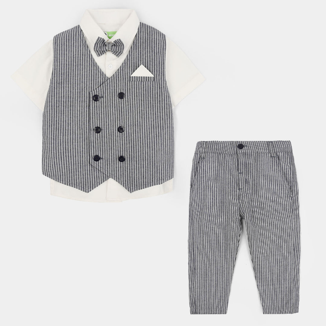 Infant Boys Cotton Woven Suit (Crinkle) - Grey