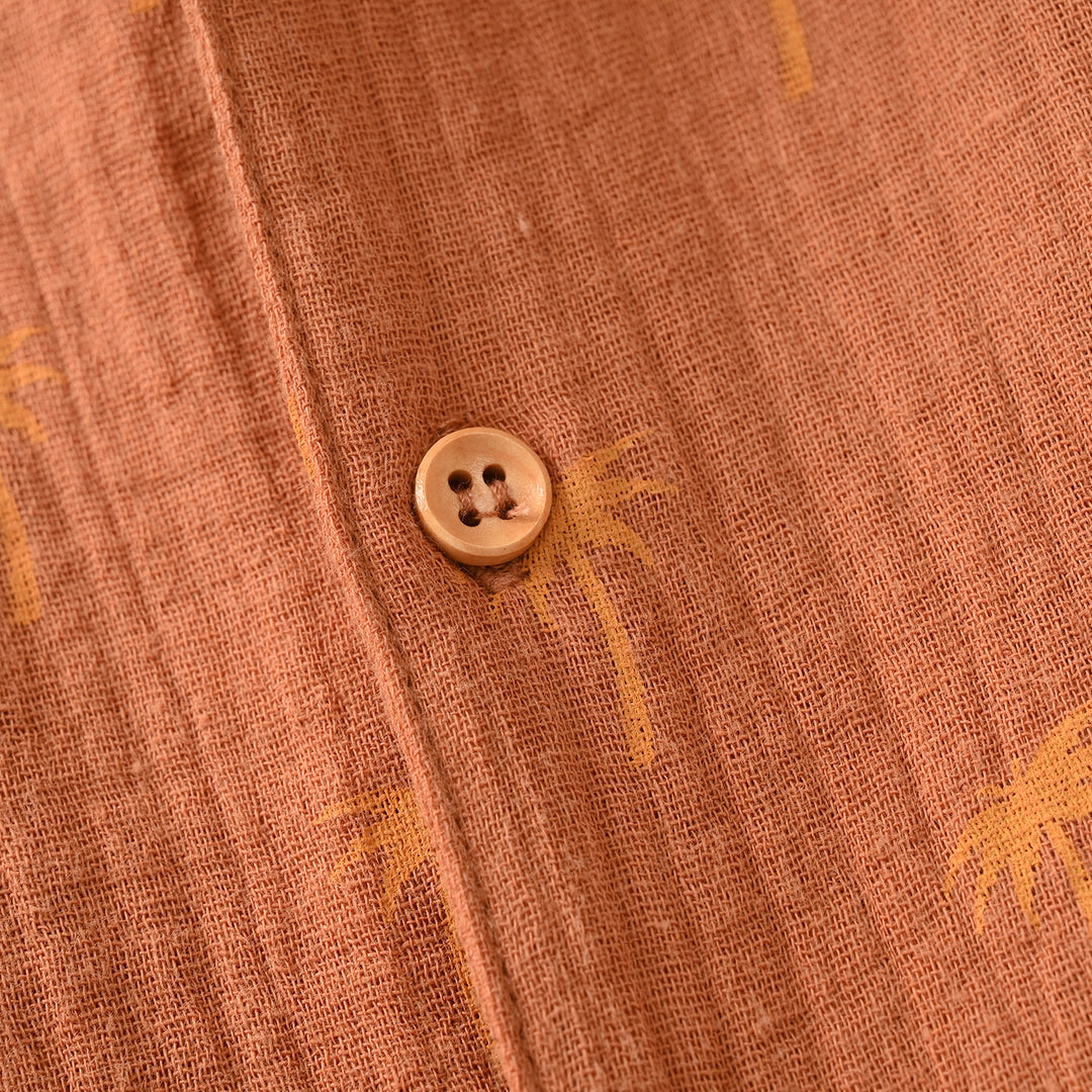 Infant Boys Gauze Woven Suit Palm Tree - Brown