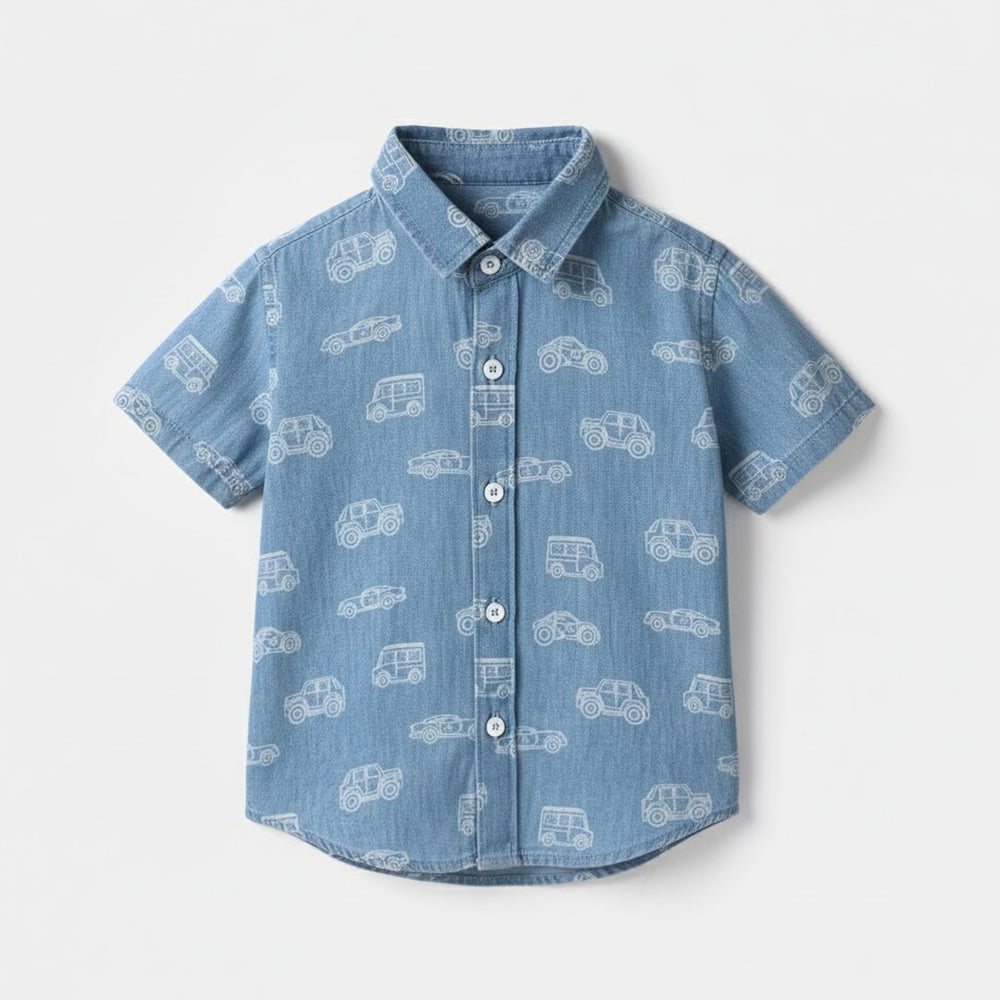 Infant Boys Tensile Denim Suit - Light Blue