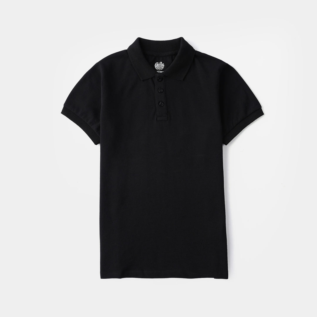 Boys Cotton PK Polo Basic - Black