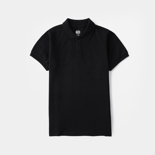 Boys Cotton PK Polo Basic - Black