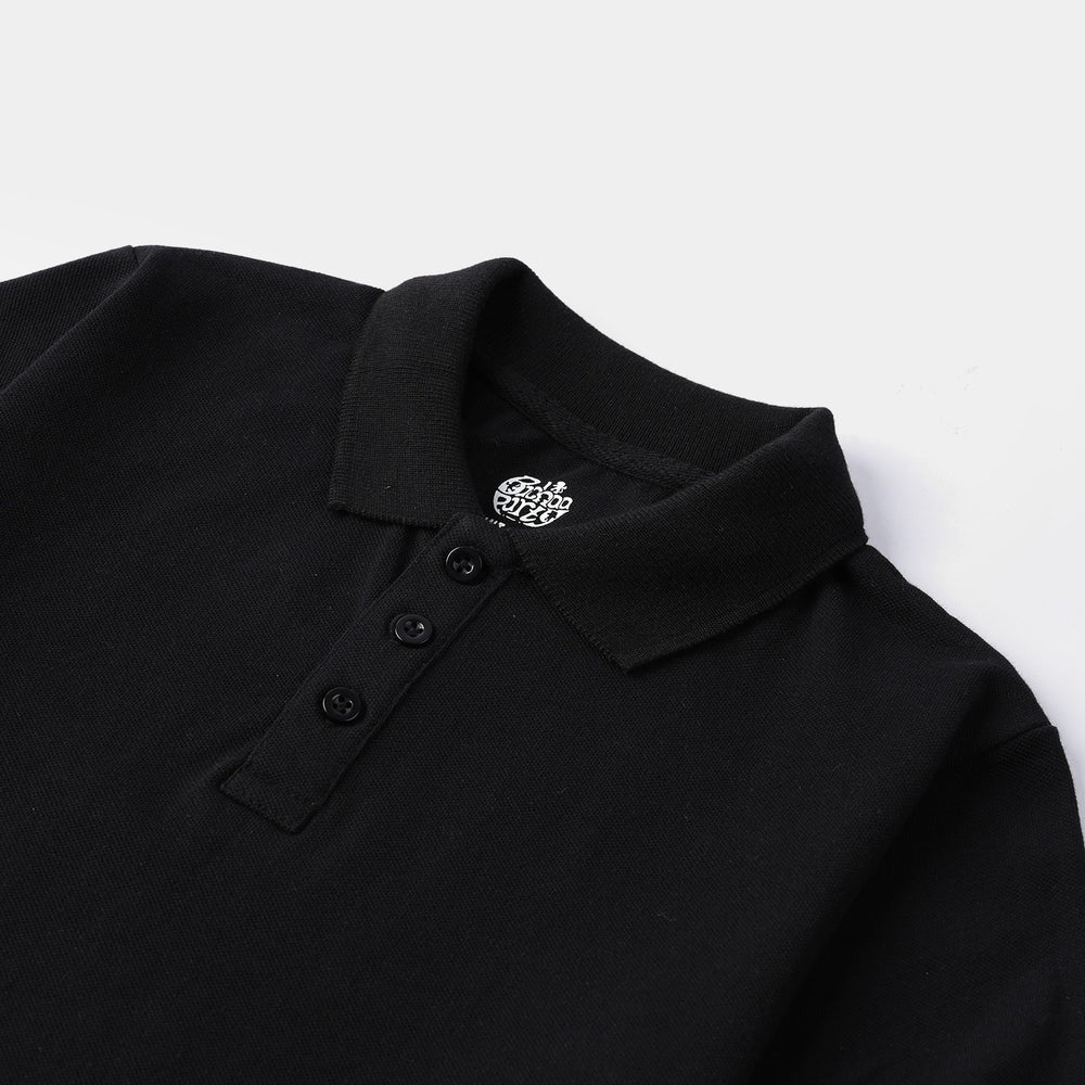 Boys Cotton PK Polo Basic - Black