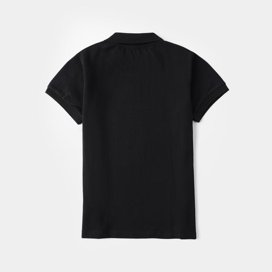 Boys Cotton PK Polo Basic - Black