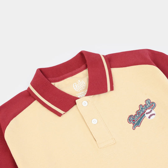 Boys Cotton PK Polo (Baseball) - Warm Sand