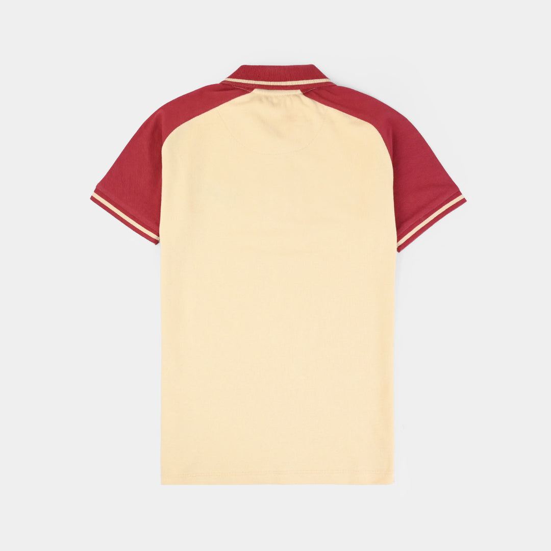 Teens Boys Cotton PK Polo (Baseball) - Warm Sand