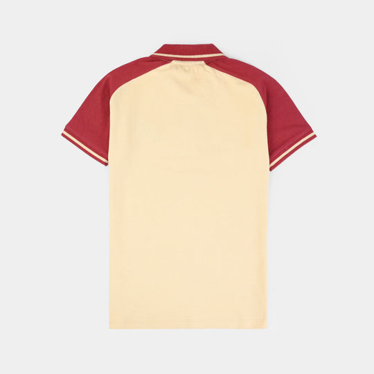 Teens Boys Cotton PK Polo (Baseball) - Warm Sand