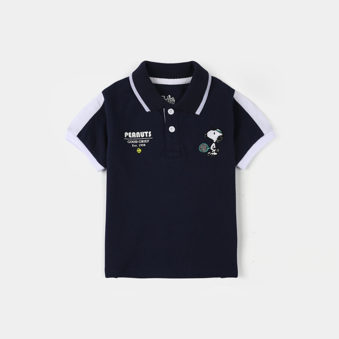 Infant Boys Cotton PK Polo Peanut - Navy Blue