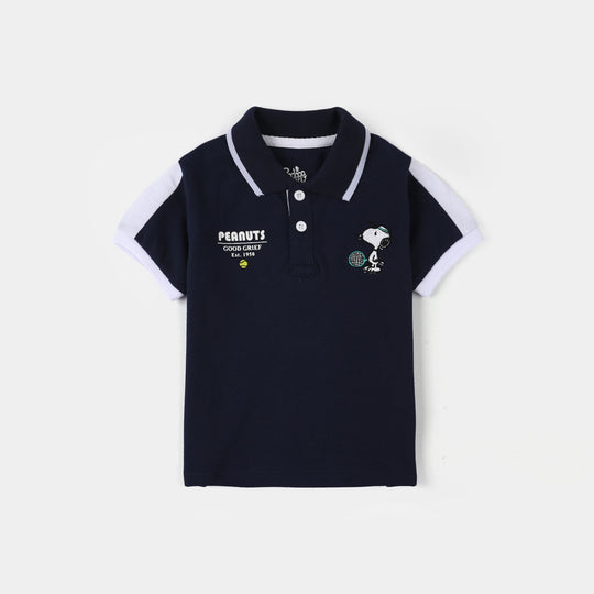 Infant Boys Cotton PK Polo Peanut - Navy Blue