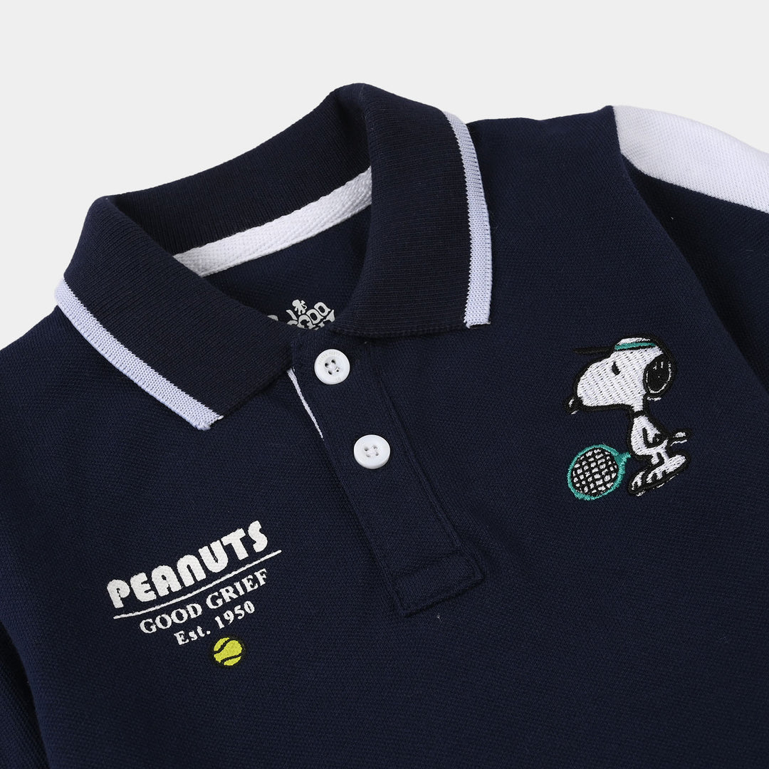 Infant Boys Cotton PK Polo Peanut - Navy Blue