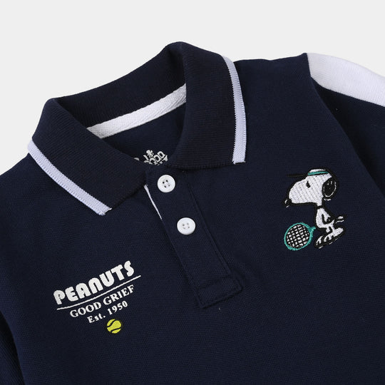 Infant Boys Cotton PK Polo Peanut - Navy Blue