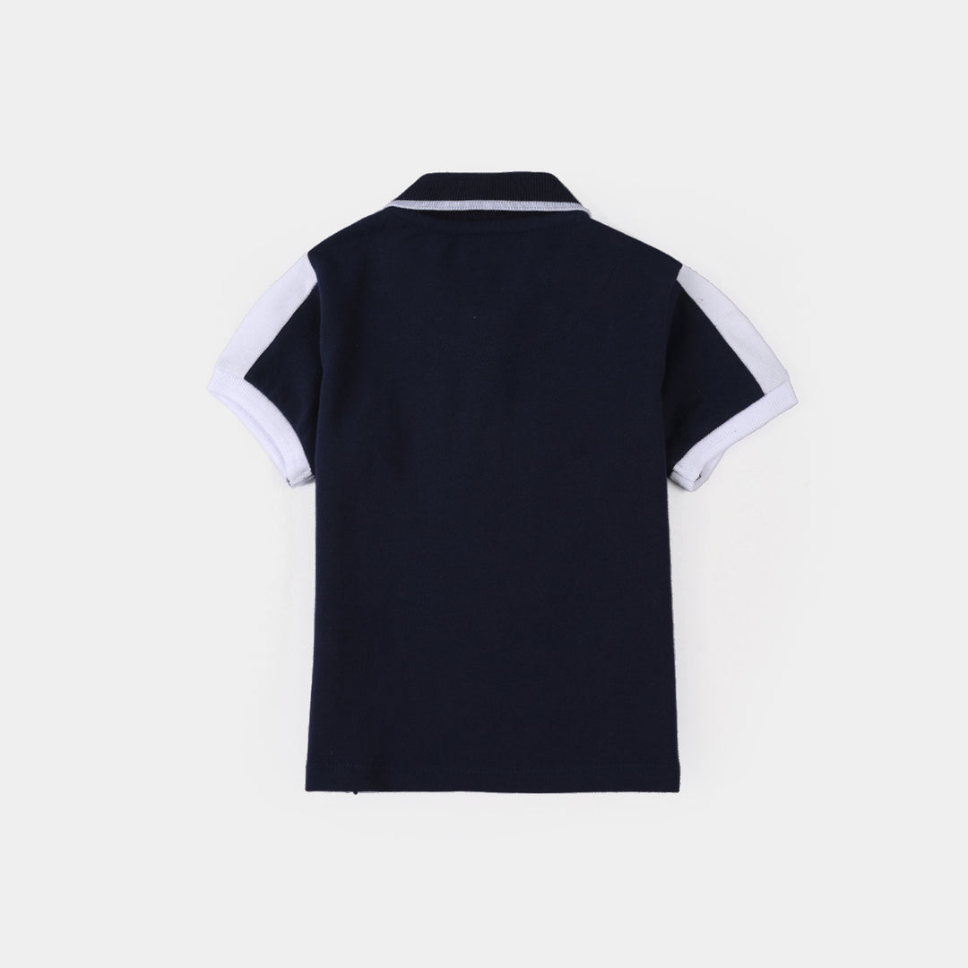 Infant Boys Cotton PK Polo Peanut - Navy Blue